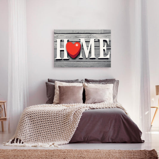 DIY painting on canvas - Home with Red Heart 