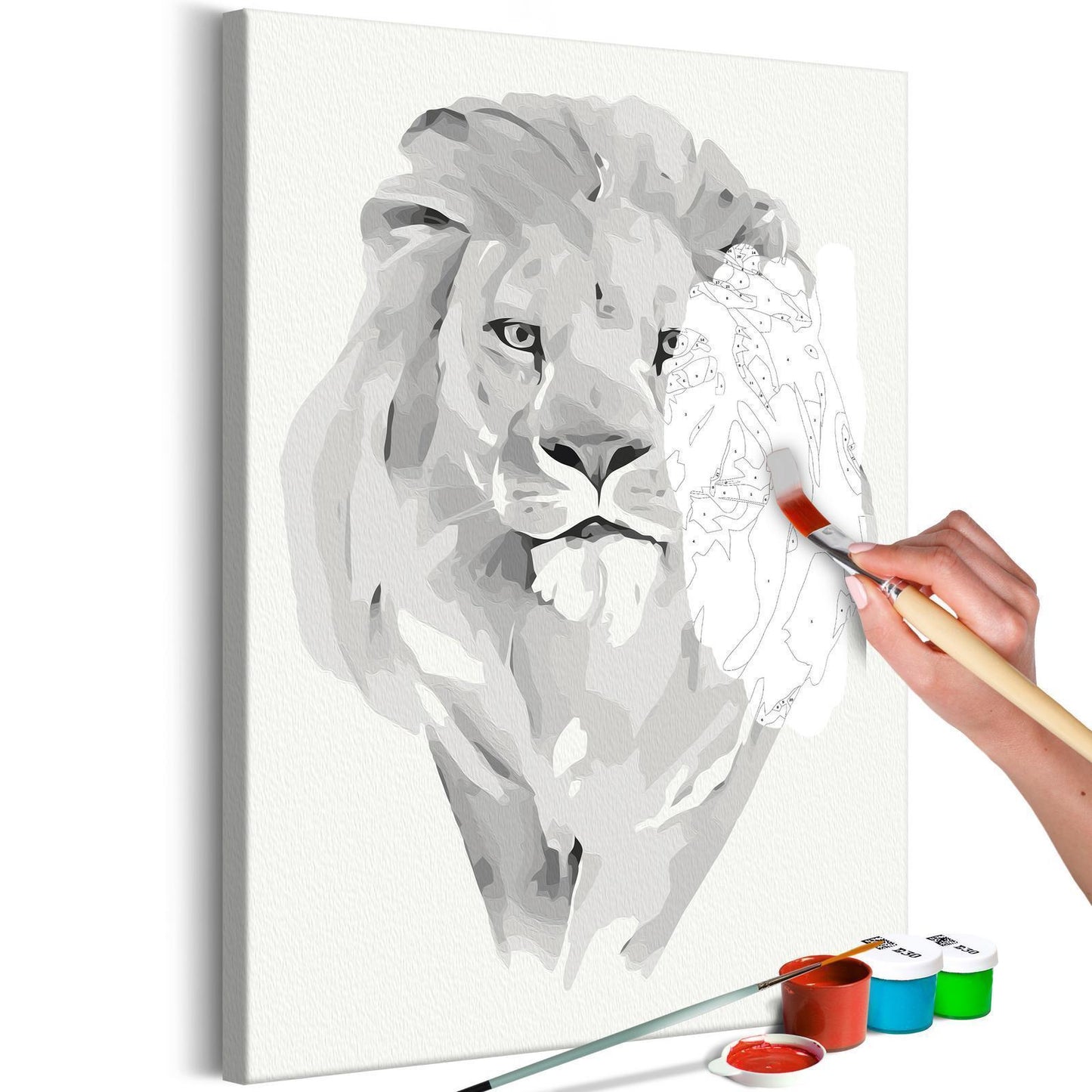 DIY-Leinwandgemälde – Weißer Löwe 