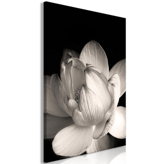 Schilderij - Delicacy of Petals in Nature (1-part) - Flower in Black and White