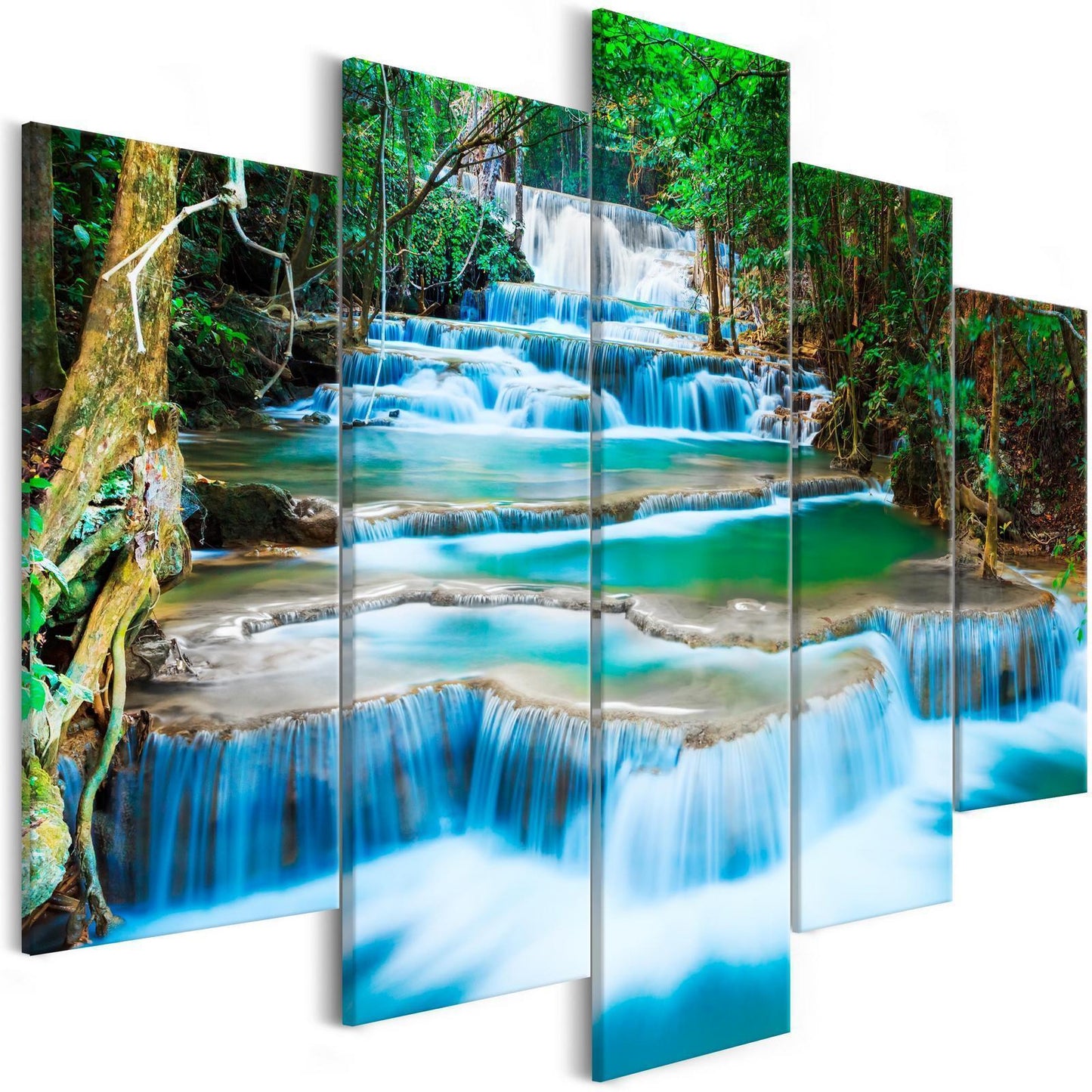 Gemälde - Wasserfall in Kanchanaburi (5 Teile) Breit
