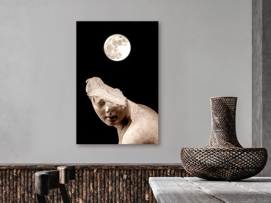 Painting - Moon and Statue (1 Part) Vertical