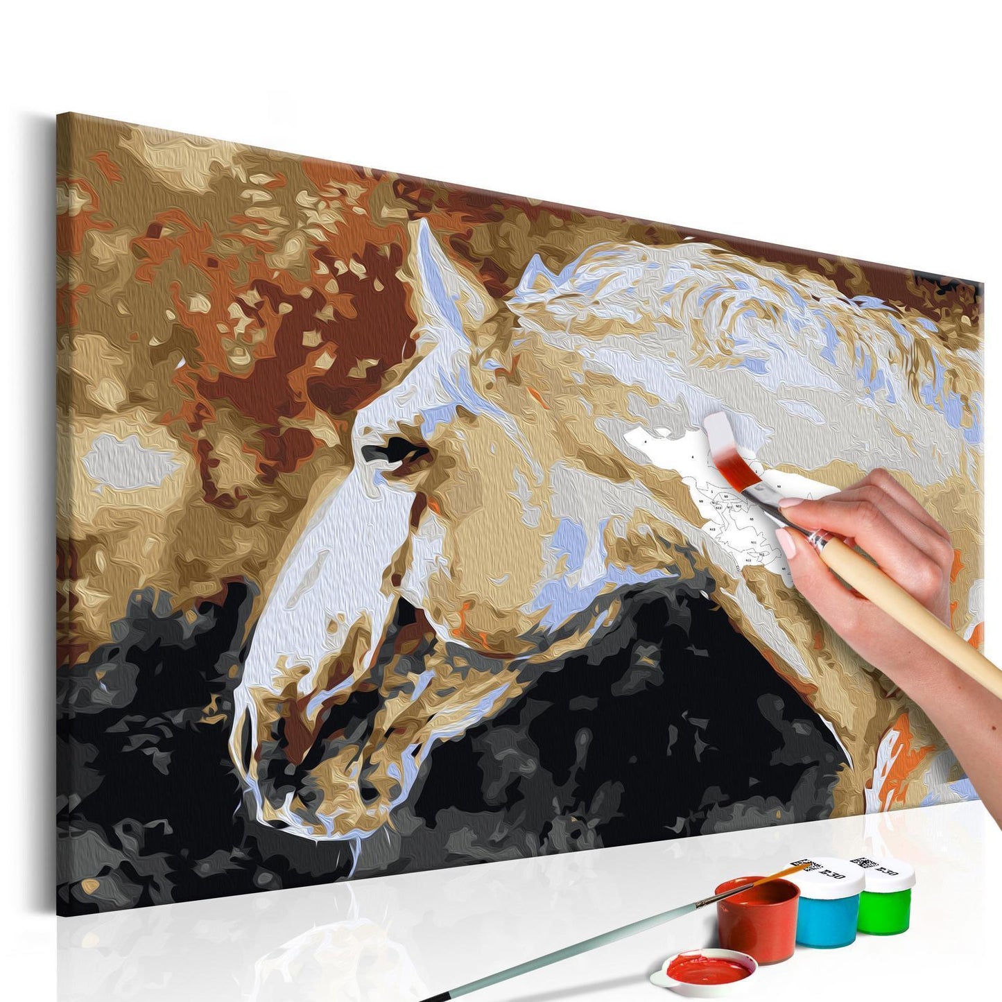 DIY-Leinwandgemälde – Weißes Pferd 