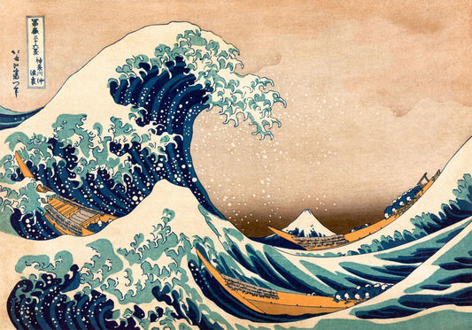 Selbstklebende Fototapete - Hokusai: Die große Welle vor Kanagawa (Reproduktion)