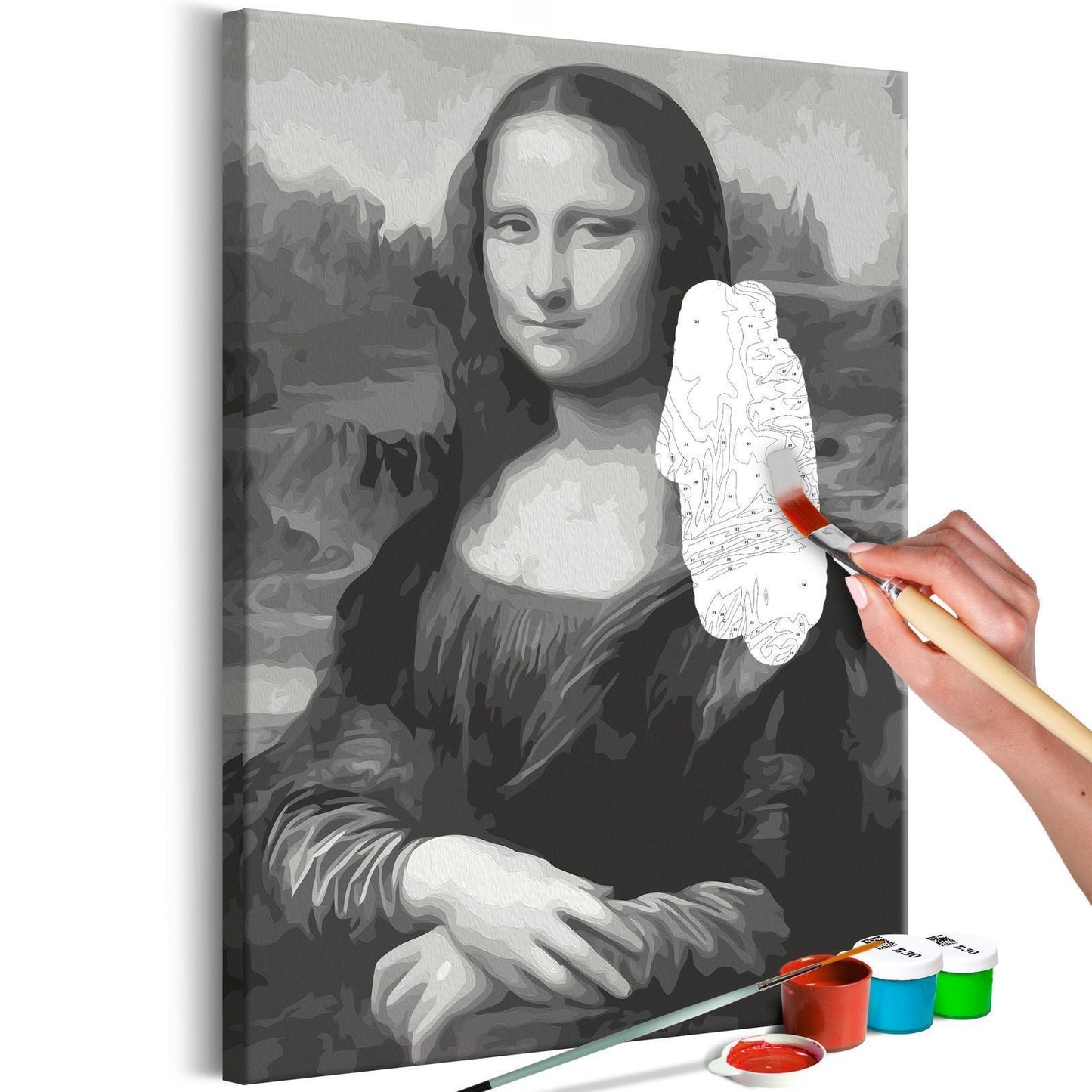Doe-het-zelf op canvas schilderen - Black and White Mona Lisa