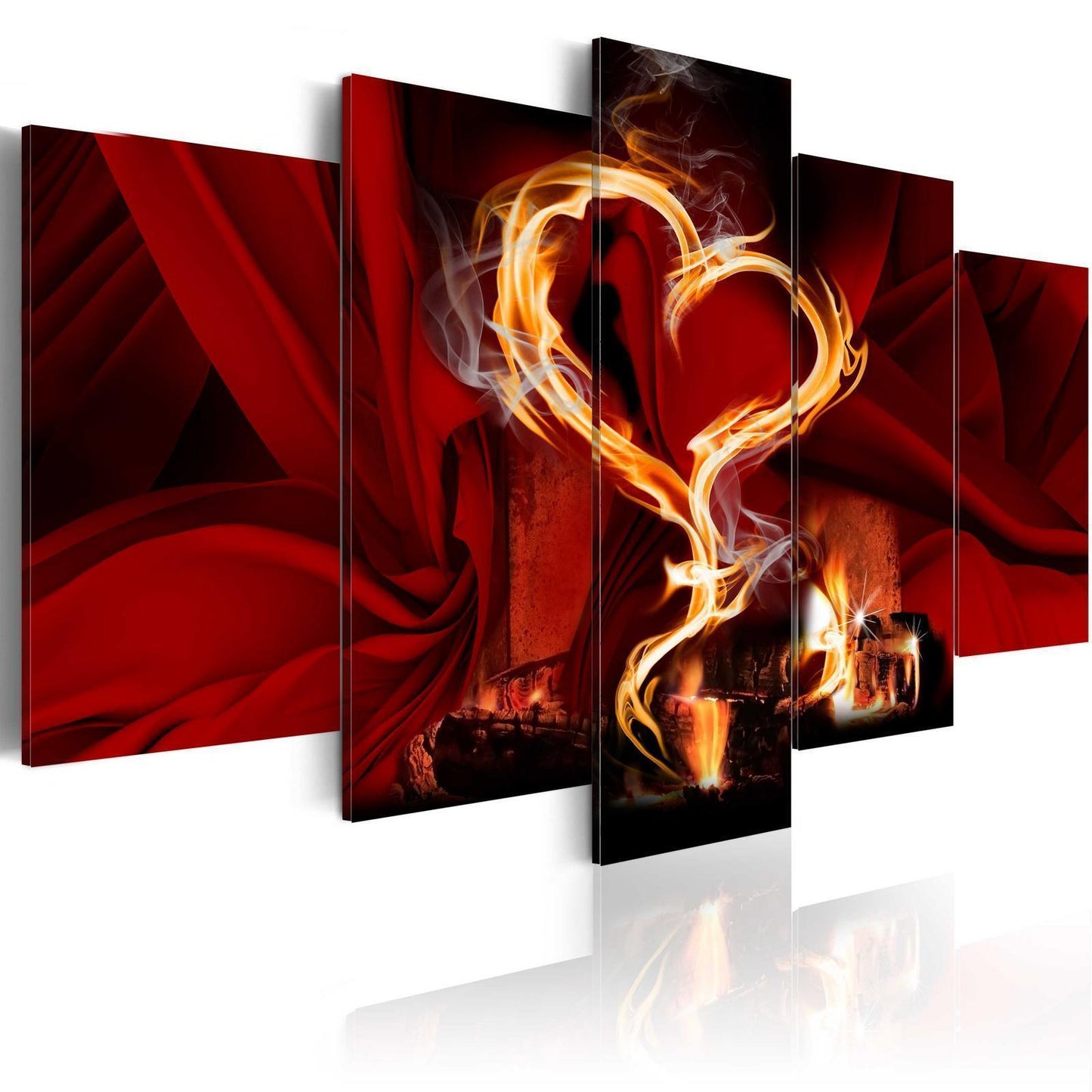Schilderij - Flames of love: heart