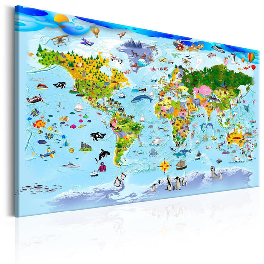 Schilderij - Children's Map: Colourful Travels