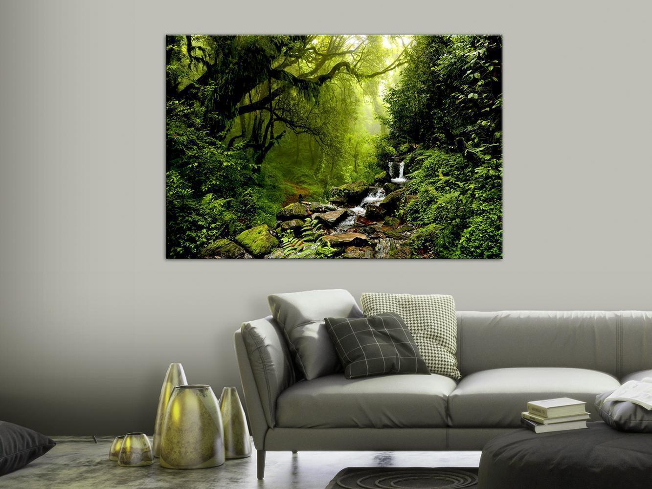 Schilderij - Waterfall in the Forest