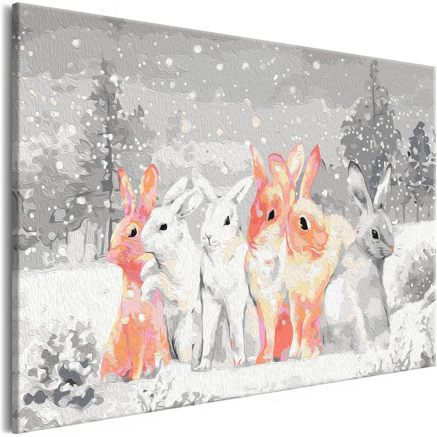 DIY canvas painting - Winter Bunnies 