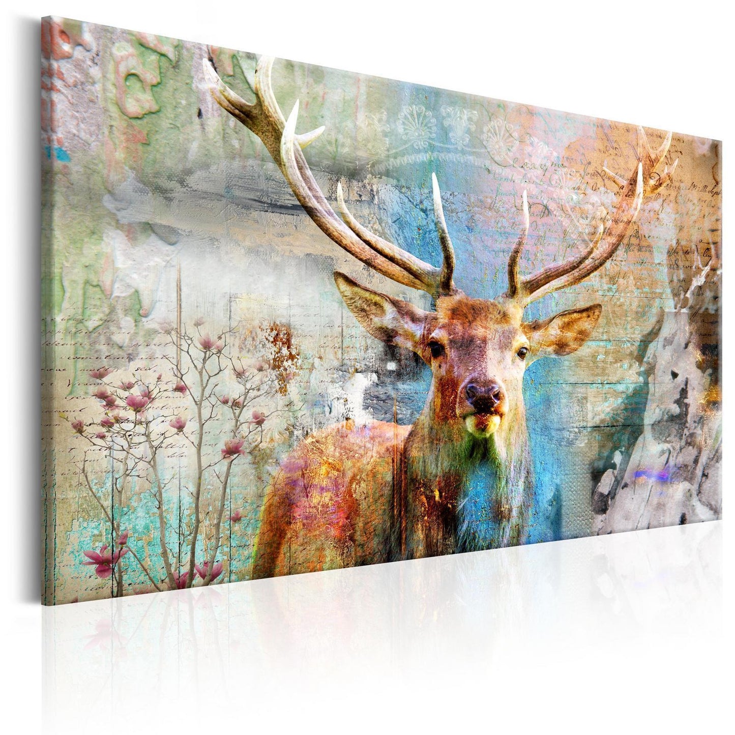 Schilderij - Deer on Wood