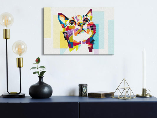 DIY Canvas Painting - Cat and Figures 