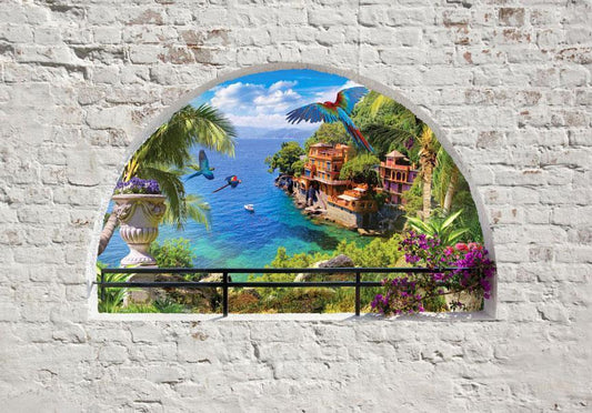 Self-adhesive photo wallpaper - Window in Paradise