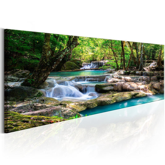 Schilderij - Nature: Forest Waterfall