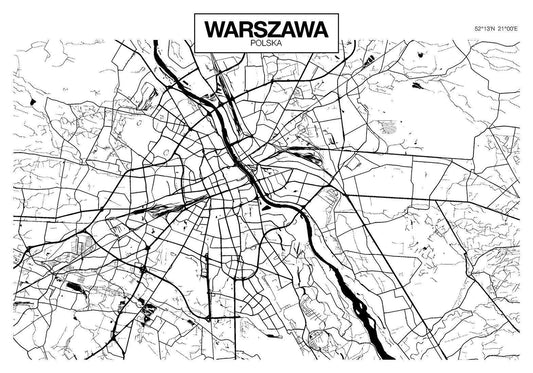Fotobehang - Warsaw Map