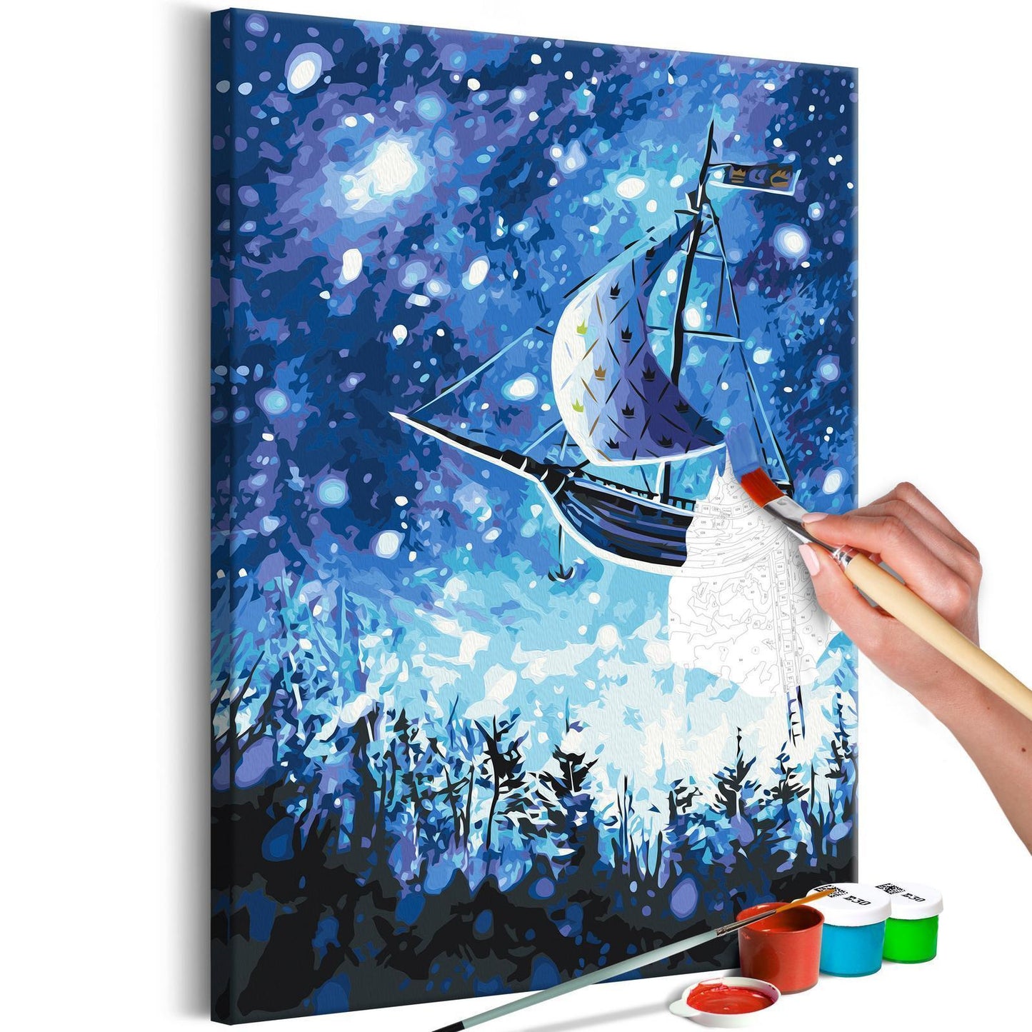 DIY painting on canvas - Flying Ship 