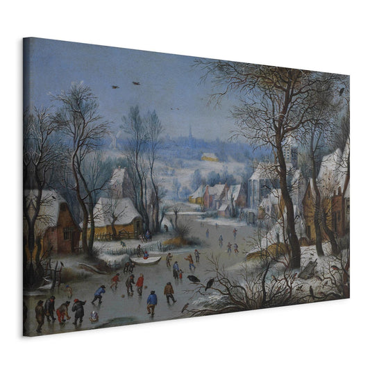 Schilderij - Winter Landscape with a Bird Trap