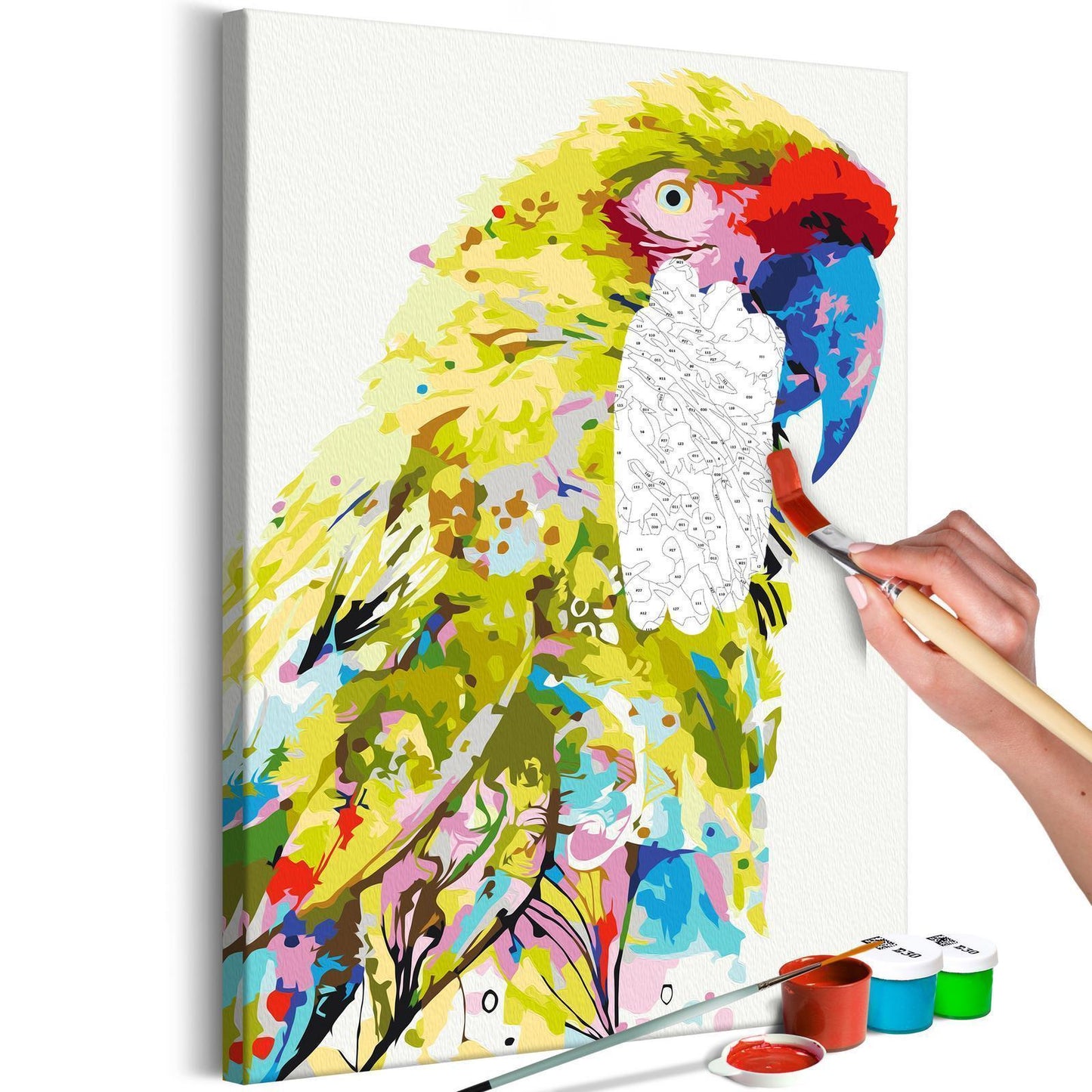 DIY-Gemälde auf Leinwand – Tropischer Papagei 
