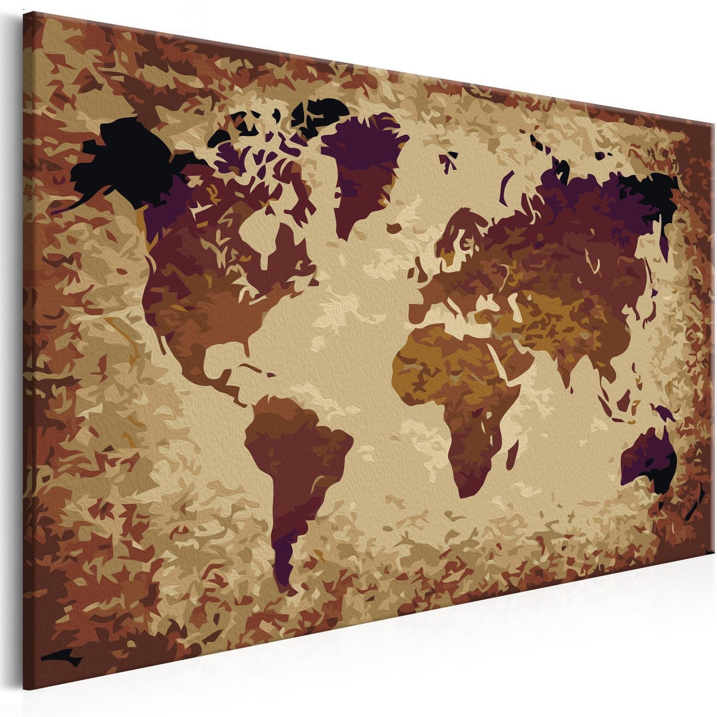 Doe-het-zelf op canvas schilderen - World Map (Brown Colours)