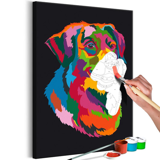 DIY painting on canvas - Colorful Dog 