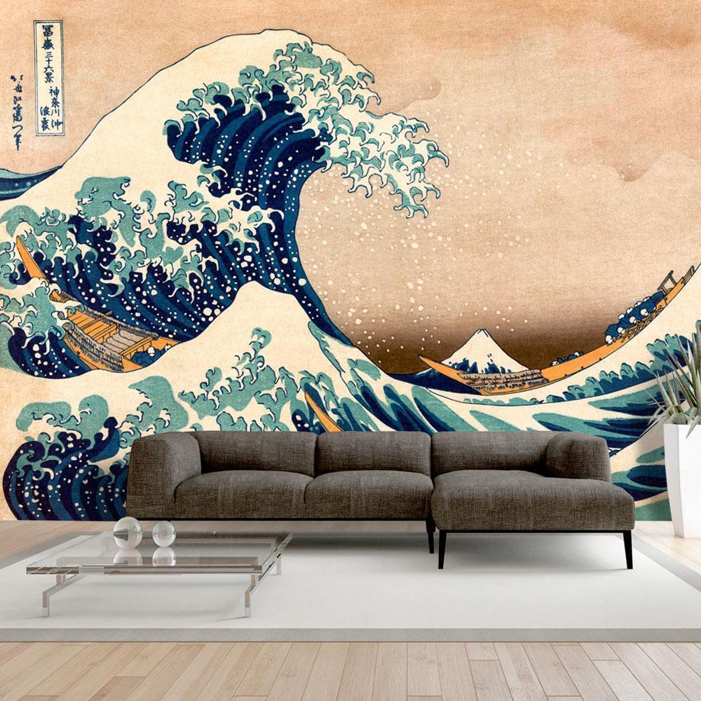 Selbstklebende Fototapete - Hokusai: Die große Welle vor Kanagawa (Reproduktion)