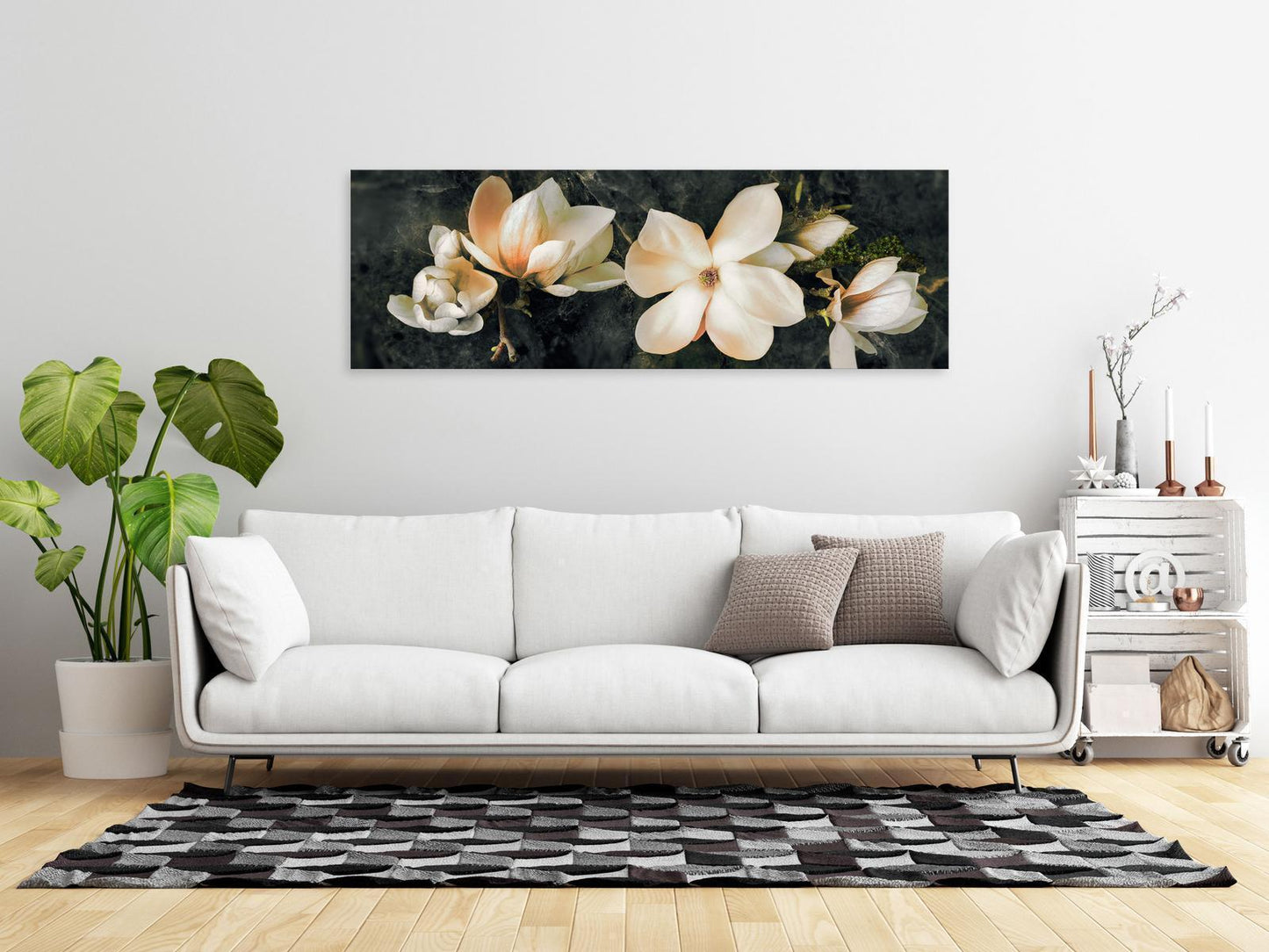 Schilderij - Avant-Garde Magnolia (1 Part) Narrow Orange