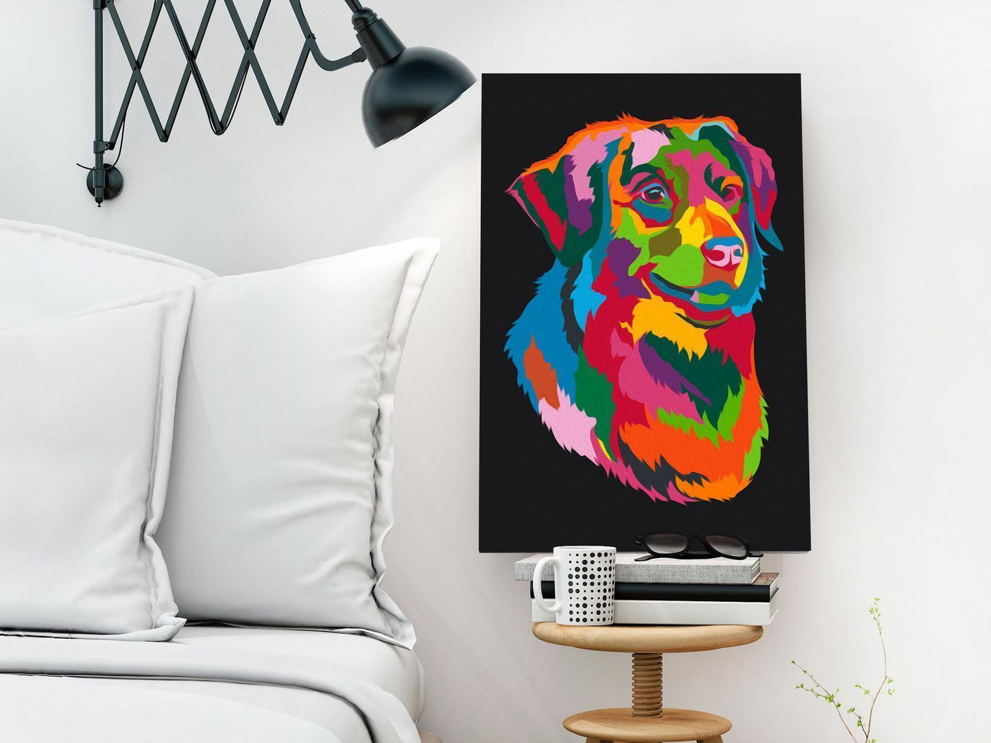 DIY-Gemälde auf Leinwand – Bunter Hund 