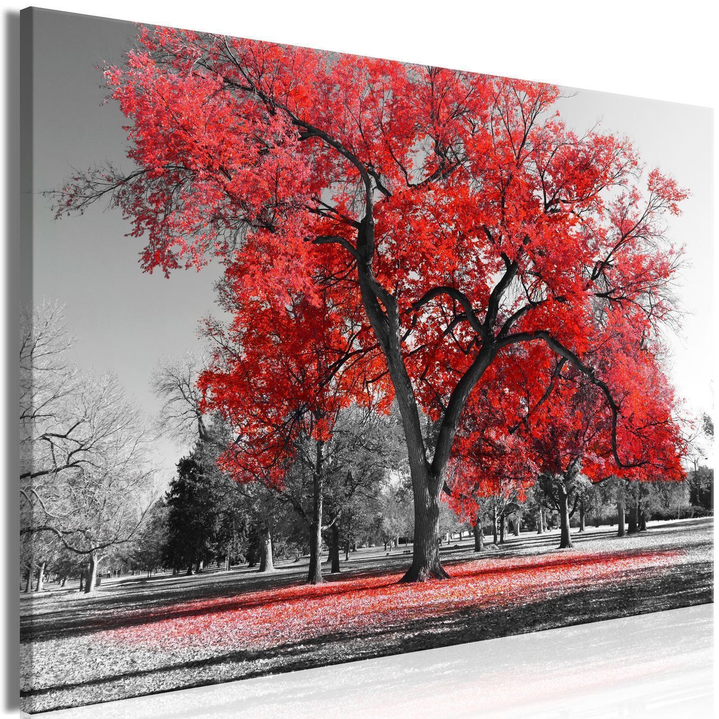Gemälde - Herbst im Park (1 Teil) Wide Red