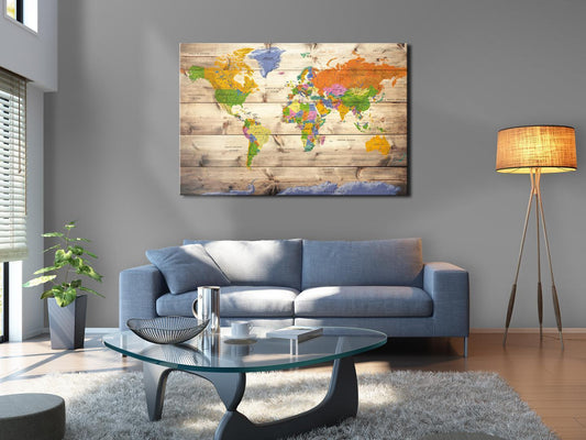 Image on cork - Map on wood: Colorful Travels [Cork Map] 