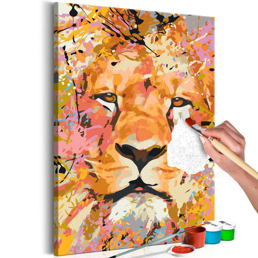 Doe-het-zelf op canvas schilderen - Watchful Lion