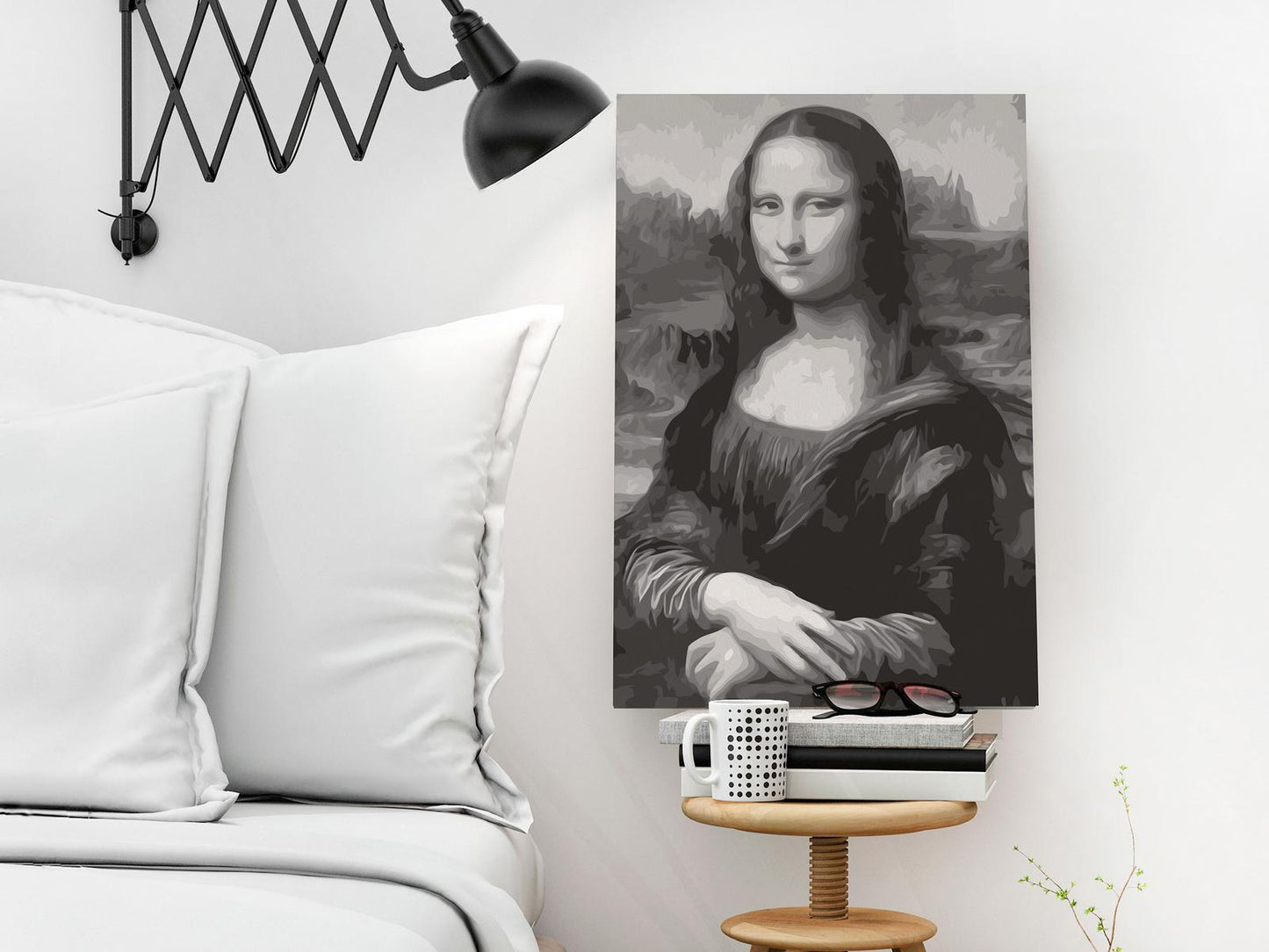 Doe-het-zelf op canvas schilderen - Black and White Mona Lisa