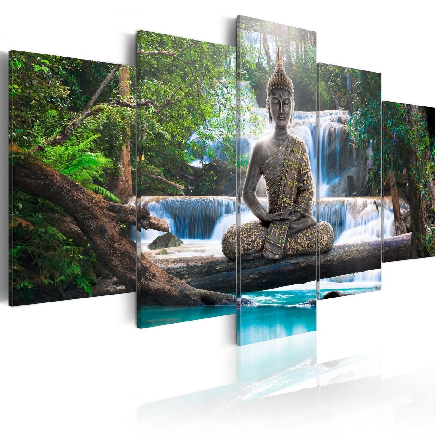Painting - Buddha and waterfall