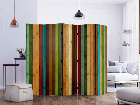 Folding screen - Wooden rainbow II [Room Dividers] 