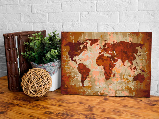 Doe-het-zelf op canvas schilderen - World Map (Earth Colours)