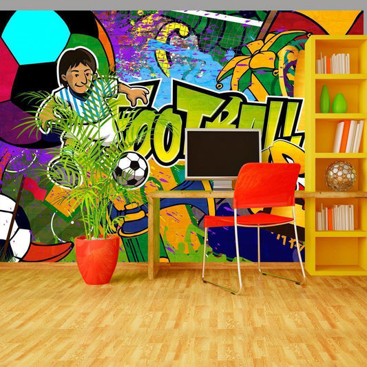 Fotobehang - Football Championship - Colorful graffiti about football with a caption