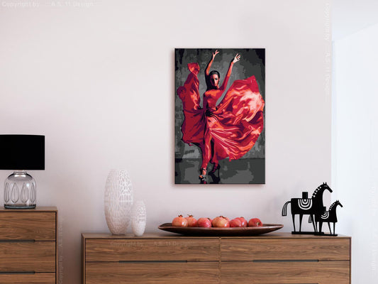 Doe-het-zelf op canvas schilderen - Red Dress