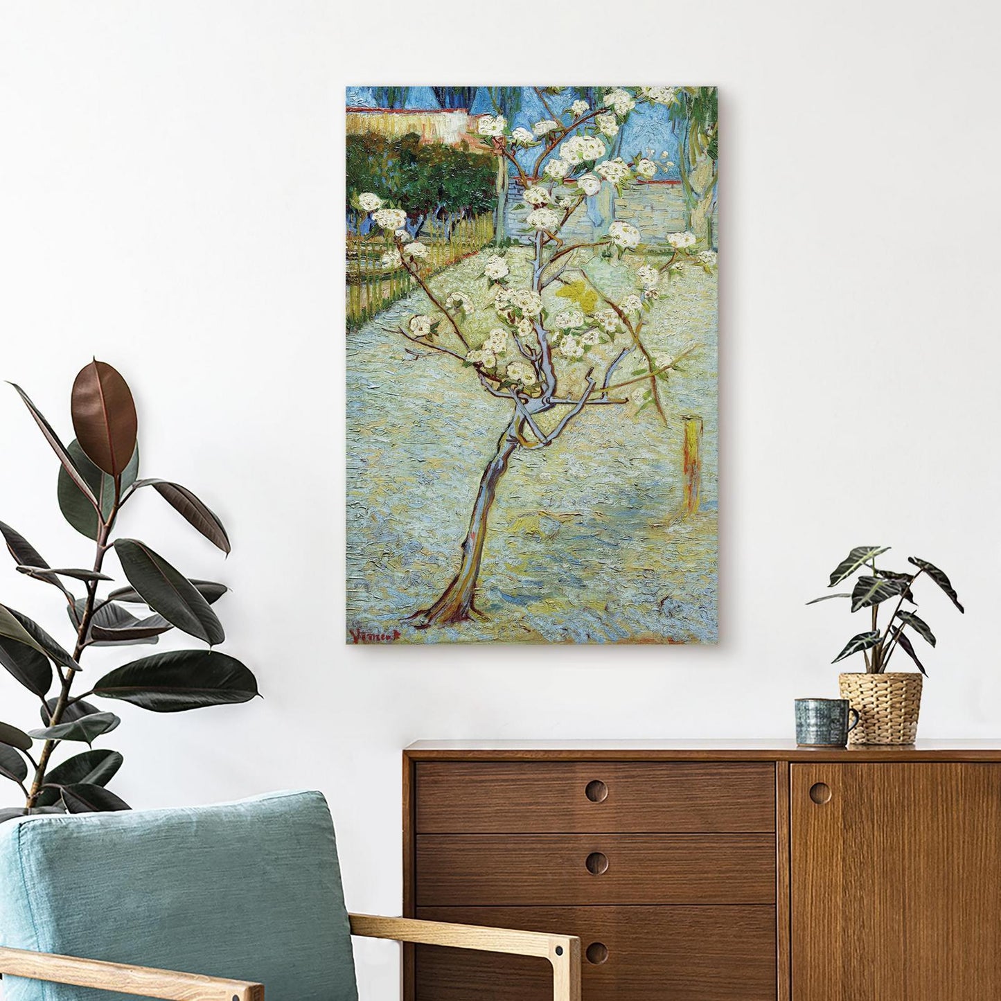 Schilderij - Blossoming Pear Tree