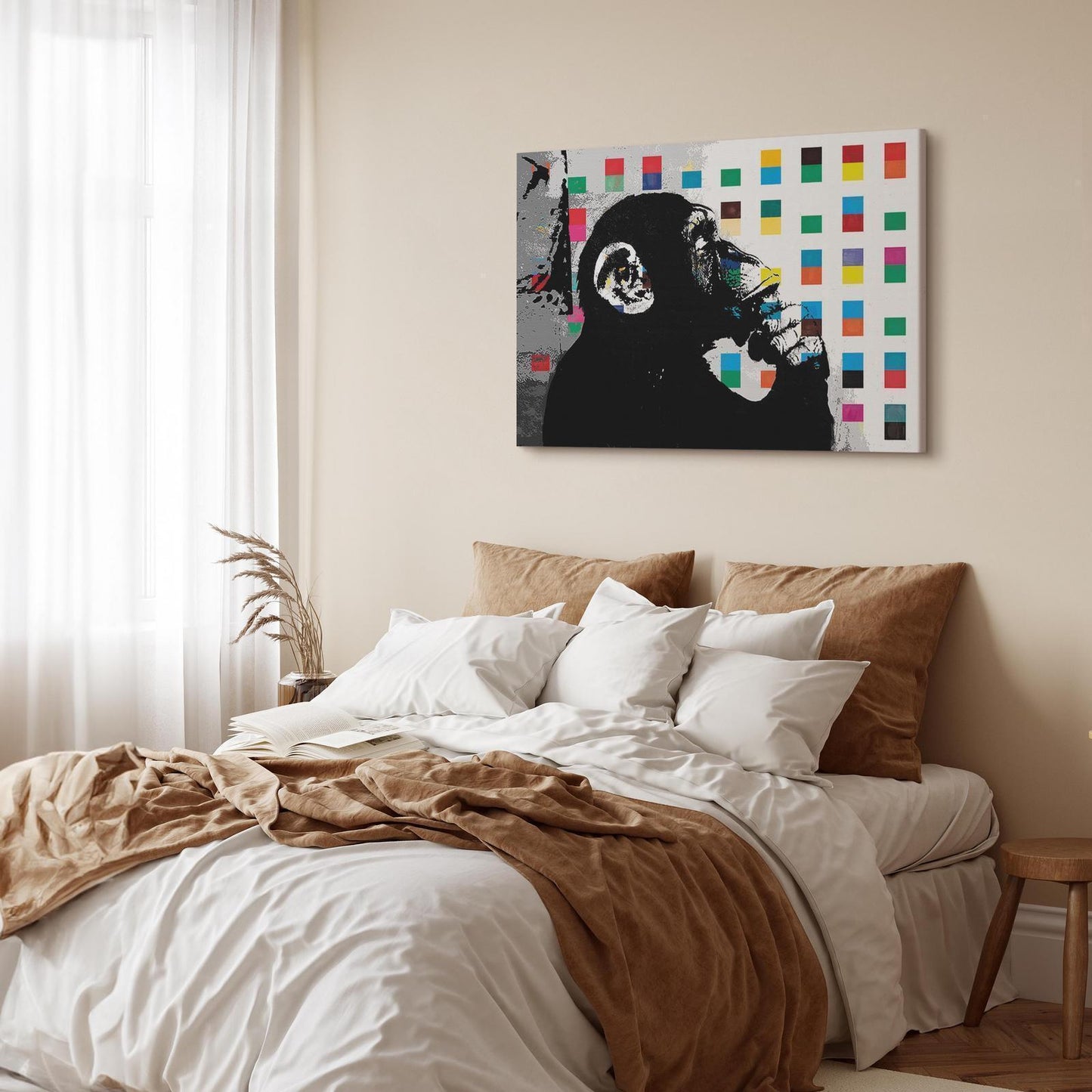 Schilderij - Banksy The Thinker Monkey