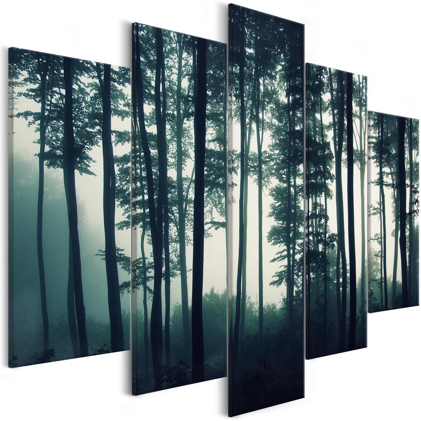Schilderij - Dark Forest (5 Parts) Wide