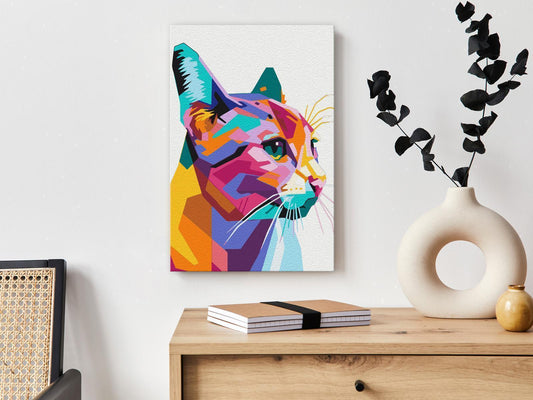 Doe-het-zelf op canvas schilderen - Geometric Cat
