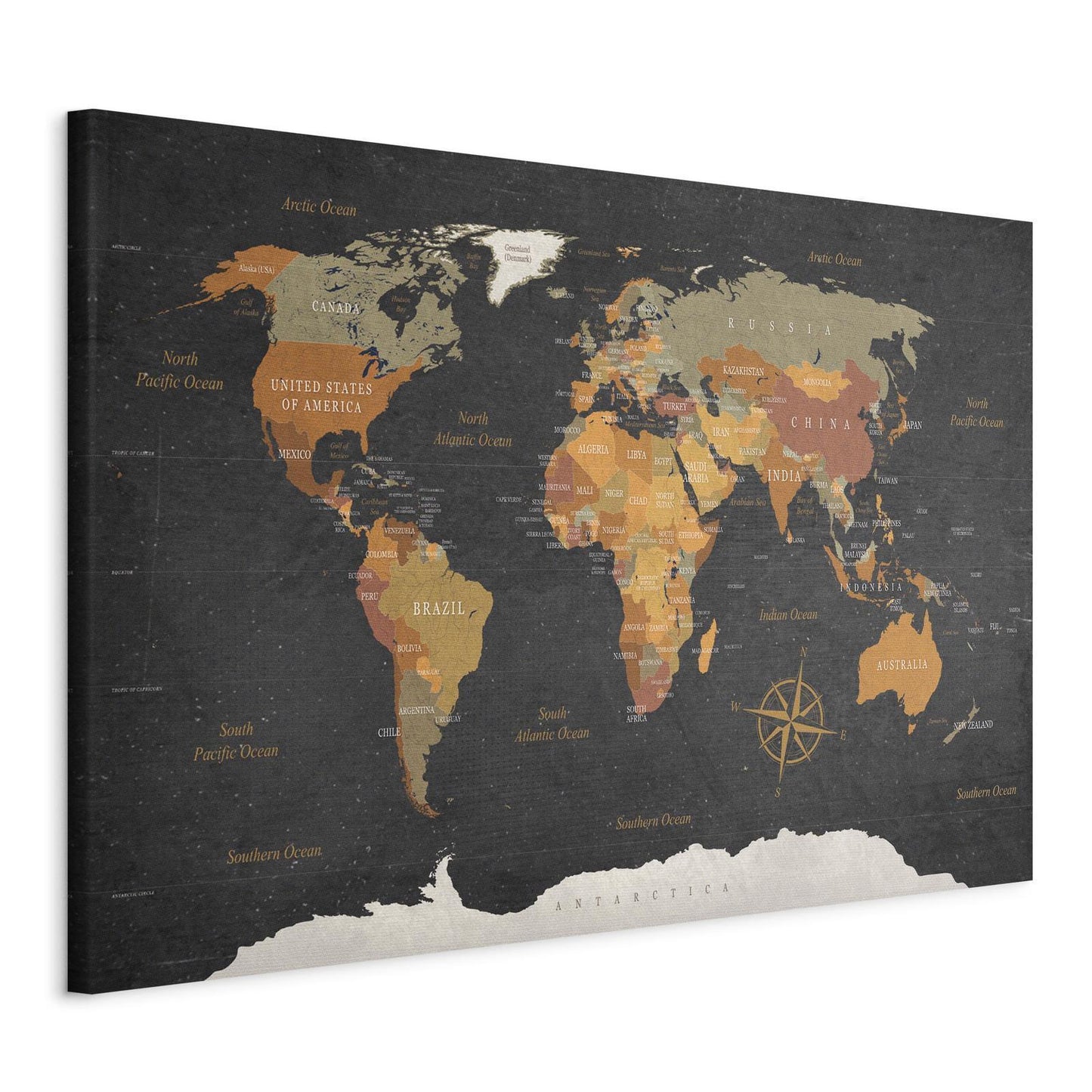 Schilderij - World Map: Secrets of the Earth