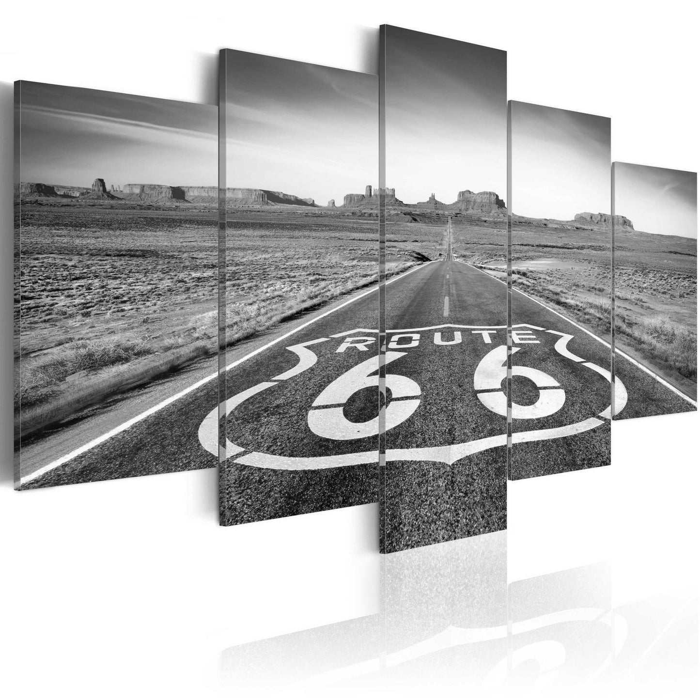 Malerei - Route 66 - schwarz und weiß
