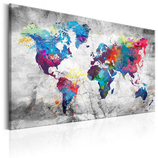 Gemälde - Weltkarte: Grauer Stil