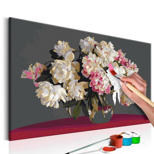 Doe-het-zelf op canvas schilderen - White Flowers In A Vase