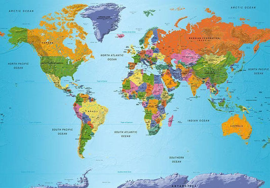 Self-adhesive photo wallpaper - World Map: Colorful Geography