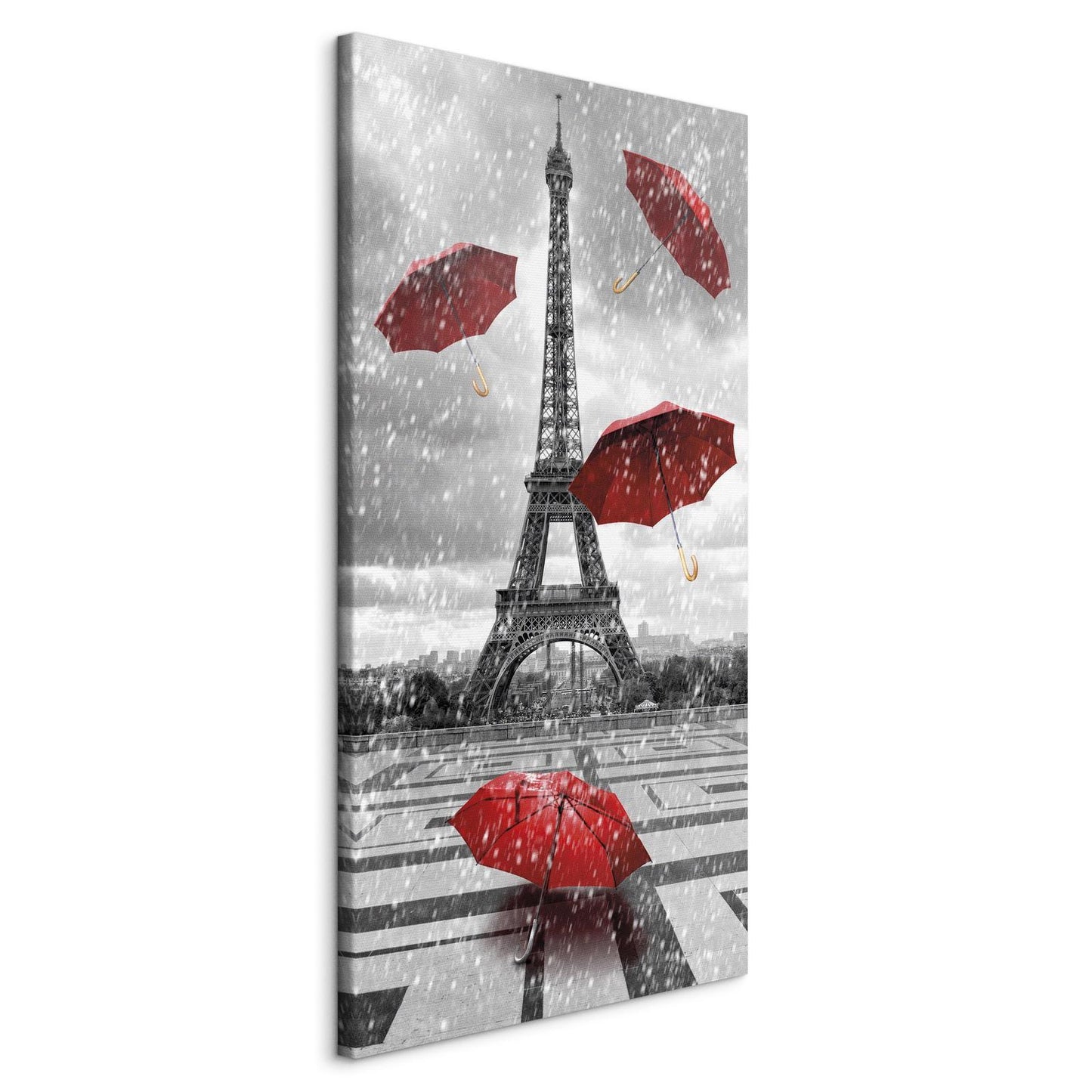 Gemälde - Paris: Rote Regenschirme
