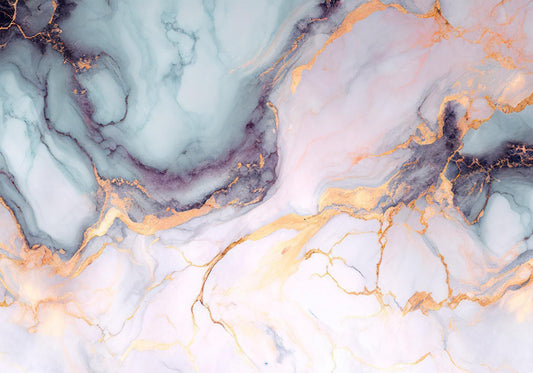 Photo Wallpaper - Pastel Stones - Pink and Blue Marble-based Structures