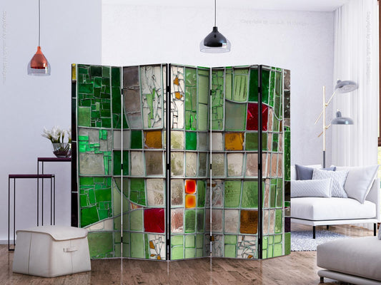 Folding Screen - Emerald Stained Glass II [Room Dividers] 
