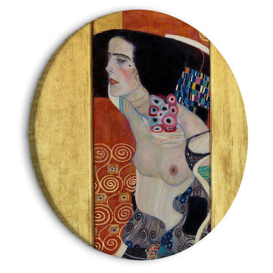 Rond schilderij - Judith II, Gustav Klimt - Abstract Portrait of a Half-Naked Woman