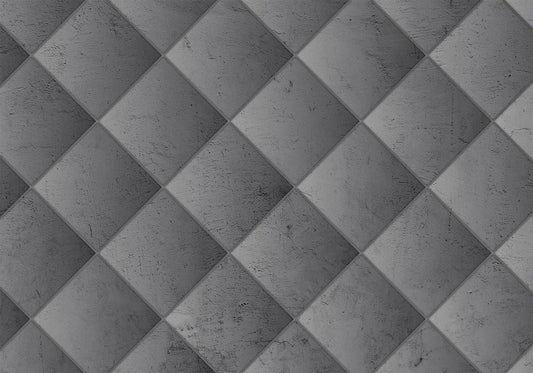 Photo wallpaper - Gray symmetry - geometric pattern in concrete pattern with light joints