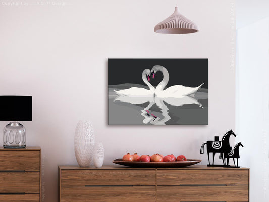 DIY Canvas Painting - Swan Couple 