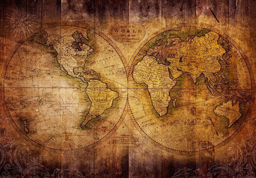 Fototapete - Welt auf alter Karte